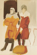 Подруги. Бум., сангина, акварель. 24x36, 1980-е