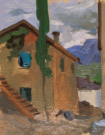 Пейзаж с домом. Холст, масло. 39x31, 1940-е