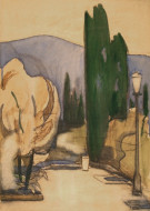 Кипарисы. Бум., карандаш, акварель. 51x72, 1960-е