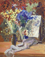 Полевые цветы. Бум., гуашь 58x85, 1950-е