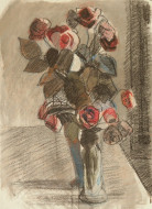 Розы. Бум., акварель, цв. карандаш. 42x62, 1960-е