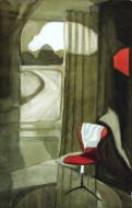 Красный стул. Бум., акварель. 44x68, 1980-е