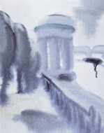 Набережная зимой. Бум., акварель. 34x43, 1980-е