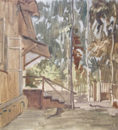 На даче. Бум., акварель. 38x41, 1960-е