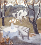 В саду. Бум., смешанная техника. 47x50, 1982