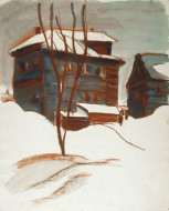 Зима. Бум., сангина, акварель. 43x54, 1927