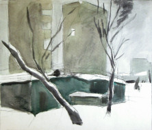 Гаражи. Бум.,акварель. 54x64, 1981