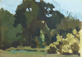 В лесу. Бум., темпера. 27x39, 1970-е