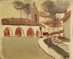 Старый город. Бум., акварель, сангина. 50x40, 1970-е