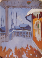 Зимняя веранда. Бум., темпера. 1960-е