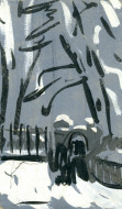Зима. Картон, темпера, белила. 10х16. 1960-е