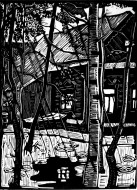 Дождь. Линогравюра. 42x68, 1965