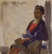 Женский портрет. Картон, масло. 24x25, 1940-е