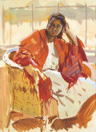 Женский портрет. Бум., темпера. 29x42, 1950-е