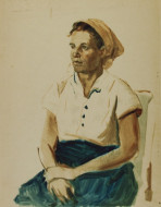 Женский портрет. Бум. тон., акварель. 36x49, 1940-е