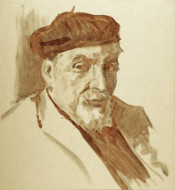 Мужской портрет. Бум., гуашь. 34x48, 1950-е