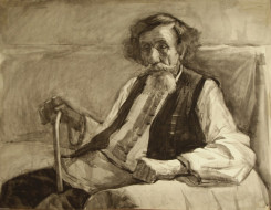 Мужской портрет. Бум.,черная акварель, 47x72, 1950-е