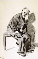 Мужской портрет. Бум. тон., черная темпера 29x41, 1950-е