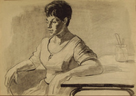 Женский портрет. Смеш. техника, 1960-е