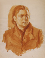 Женский портрет. Бум., акварель. 1960-е