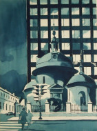 Угол Маросейки и Старосадского. Бум.,чернила. 42x63, 1977