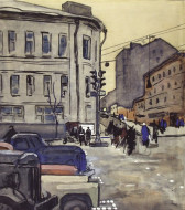 На Сретенке. Бум., темпера, белила. 46x52, 1960-е