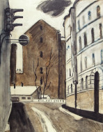 Московский переулок. Бум., гуашь. 46x60, 1970-е