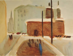 Городской пейзаж. Бум., сангина, акварель. 42x58, 1970-е