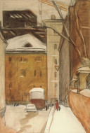Зимняя Москва. Бум., карандаш, акварель, сангина. 44x67, 1960-е